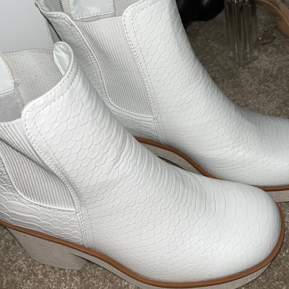 Faux snakeskin boots
